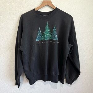 VTG Hanes Women's XL Flagstaff Graphic Pullover Graphic Gorpcore Tree Christmas